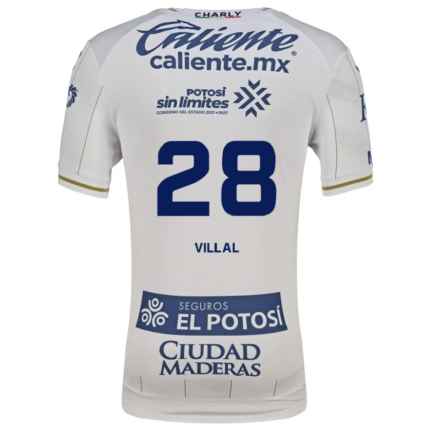 Danxen Bambino Maglia Jonantán Villal #28 Bianco Blu Kit Gara Away 2026/27 Maglietta