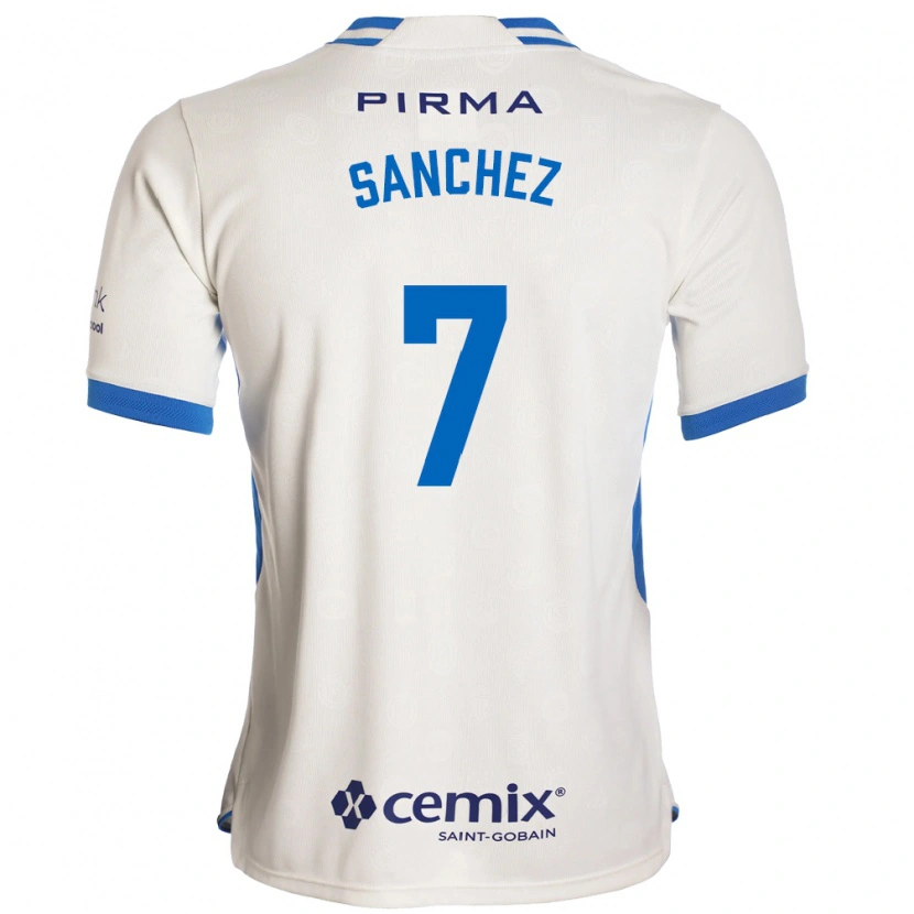 Danxen Bambino Maglia Andrea Sanchez #7 Bianco Blu Rosso Kit Gara Away 2026/27 Maglietta