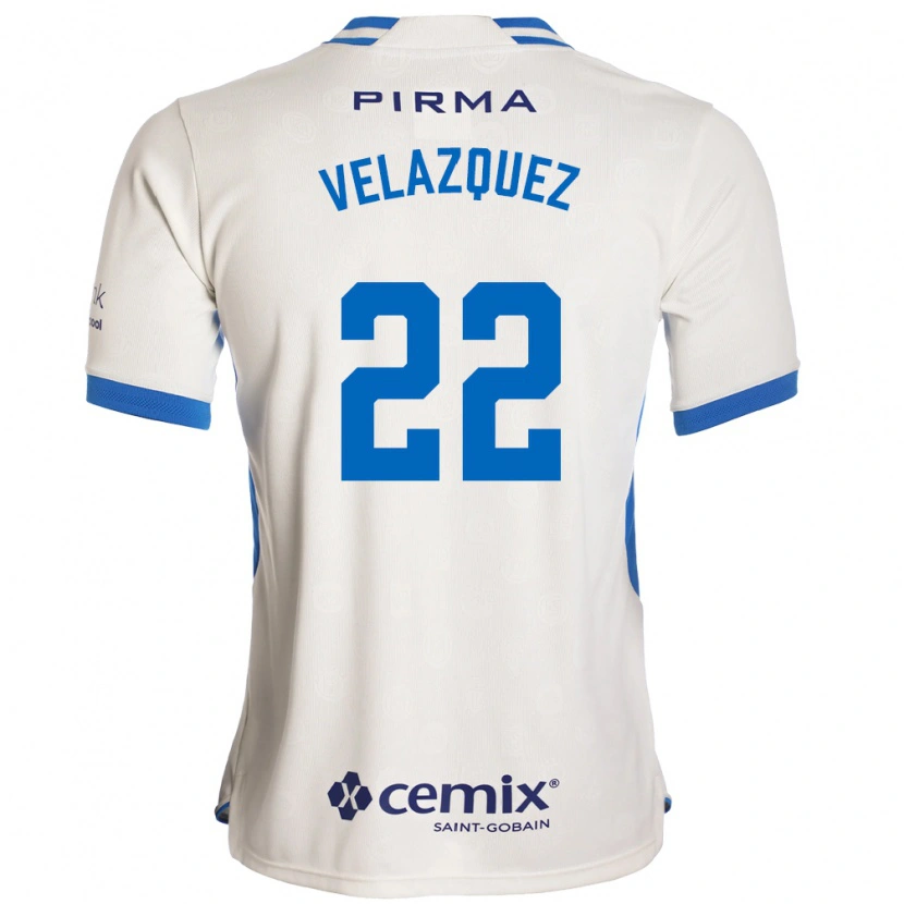 Danxen Bambino Maglia Hireri Velazquez #22 Bianco Blu Rosso Kit Gara Away 2026/27 Maglietta