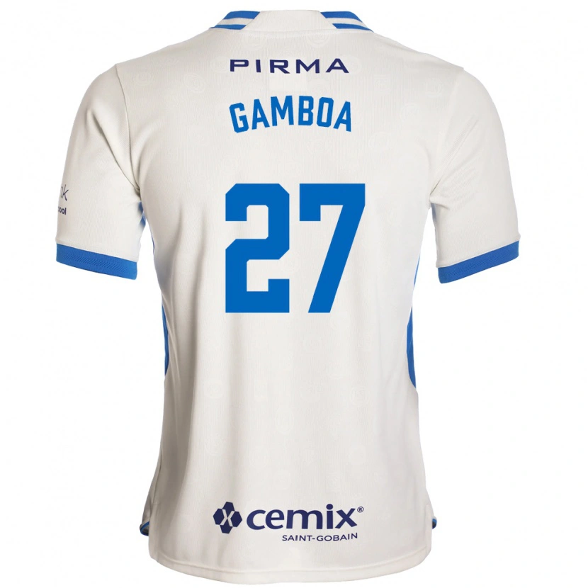 Danxen Bambino Maglia Bryan Gamboa #27 Bianco Blu Rosso Kit Gara Away 2026/27 Maglietta