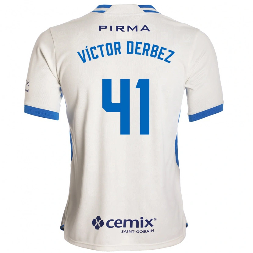 Danxen Bambino Maglia Louis Víctor Derbez #41 Bianco Blu Rosso Kit Gara Away 2026/27 Maglietta