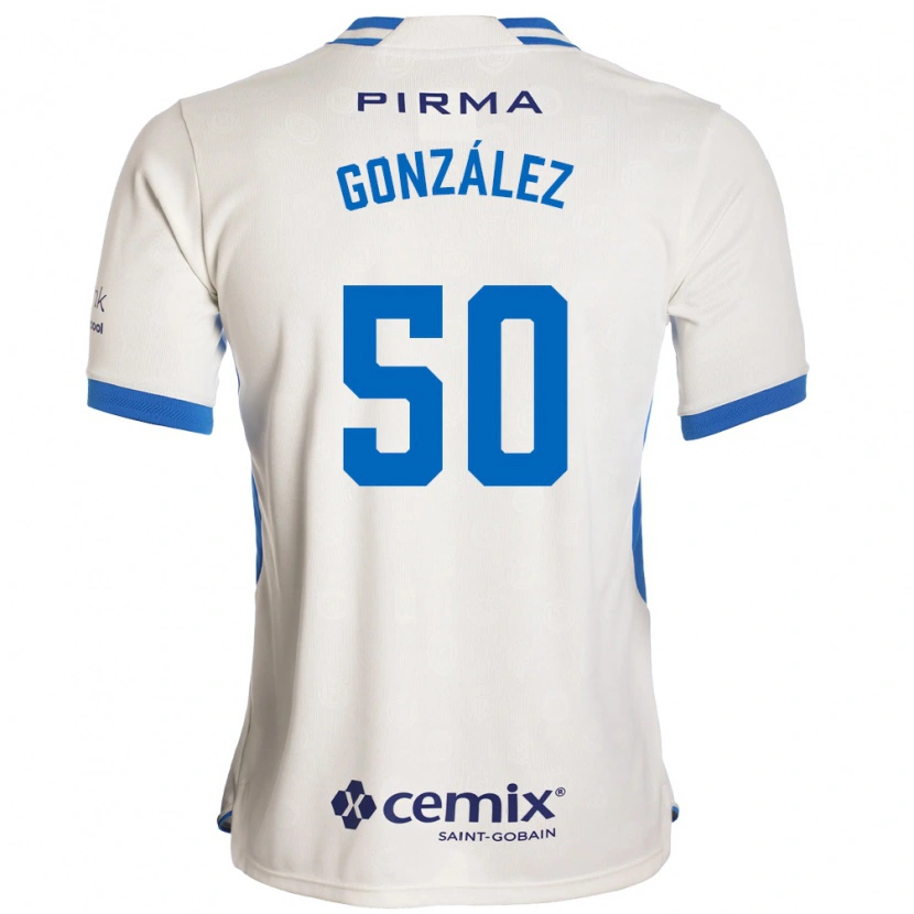 Danxen Bambino Maglia Kenneth González #50 Bianco Blu Rosso Kit Gara Away 2026/27 Maglietta