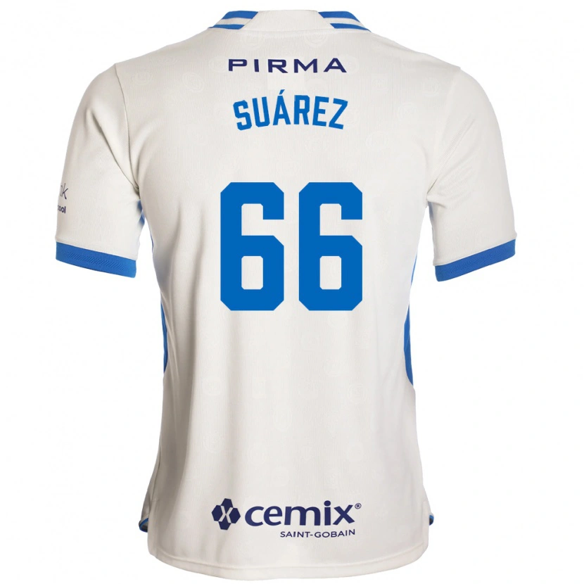 Danxen Bambino Maglia Javier Suárez #66 Bianco Blu Rosso Kit Gara Away 2026/27 Maglietta
