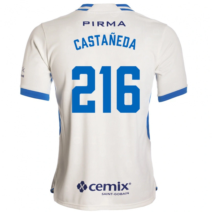 Danxen Bambino Maglia Ian Castañeda #216 Bianco Blu Rosso Kit Gara Away 2026/27 Maglietta
