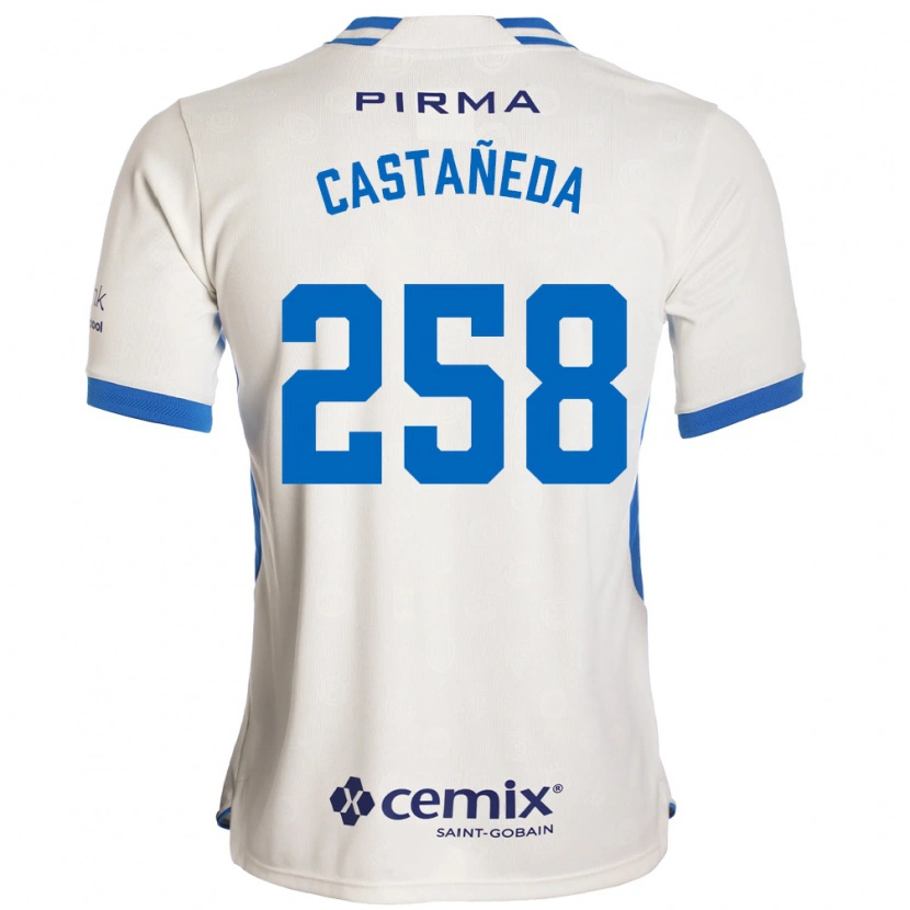Danxen Bambino Maglia Emiliano Castañeda #258 Bianco Blu Rosso Kit Gara Away 2026/27 Maglietta