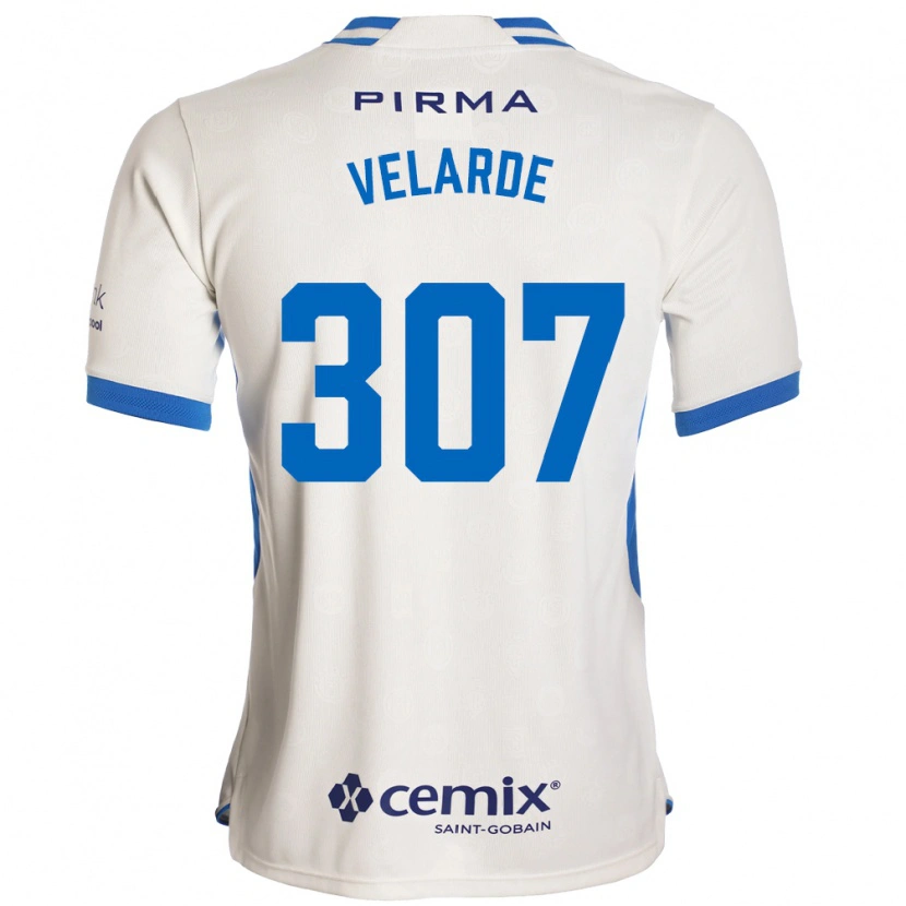Danxen Bambino Maglia Juan Velarde #307 Bianco Blu Rosso Kit Gara Away 2026/27 Maglietta