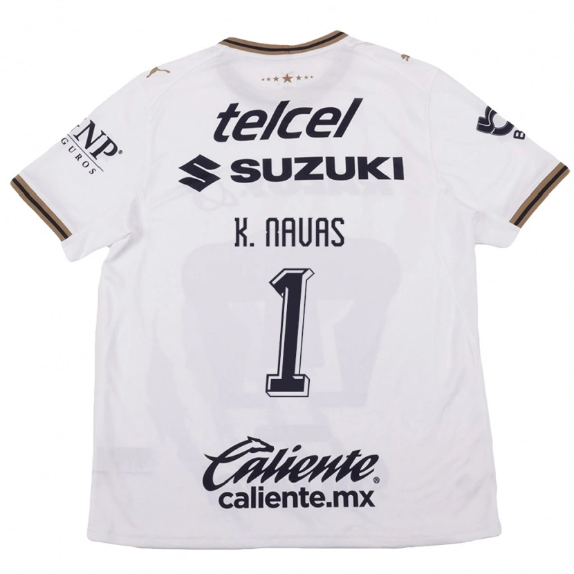 Danxen Bambino Maglia Keylor Navas #1 Bianco Nero Marrone Kit Gara Away 2026/27 Maglietta