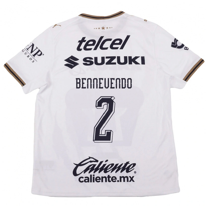 Danxen Bambino Maglia Pablo Bennevendo #2 Bianco Nero Marrone Kit Gara Away 2026/27 Maglietta
