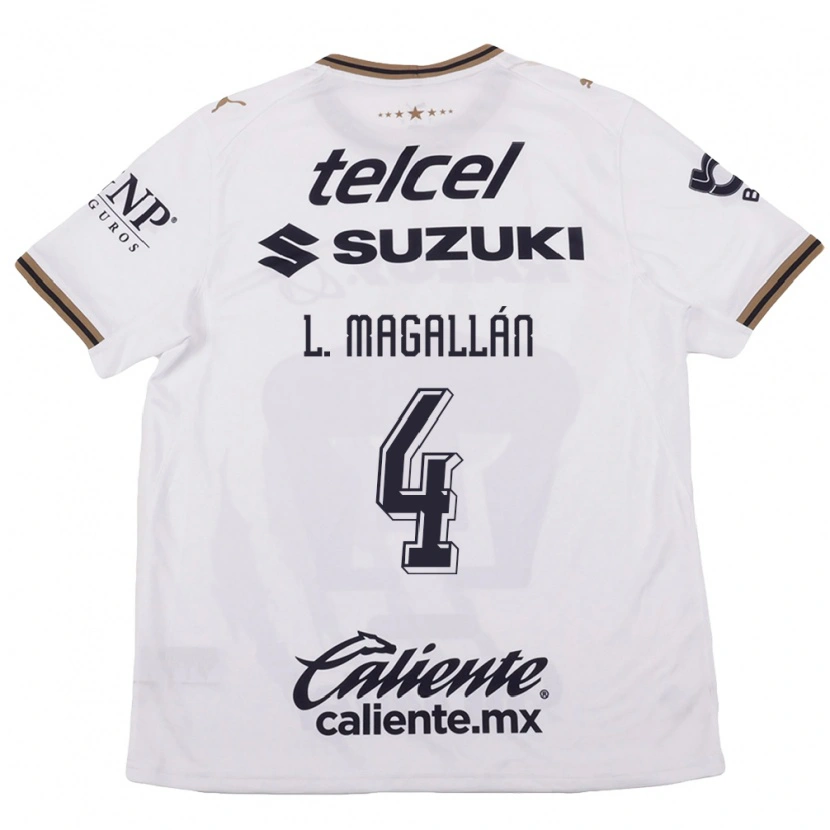 Danxen Bambino Maglia Lisandro Magallan #4 Bianco Nero Marrone Kit Gara Away 2026/27 Maglietta