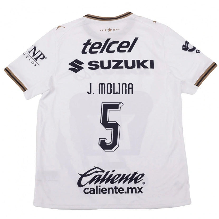 Danxen Bambino Maglia Jesús Molina #5 Bianco Nero Marrone Kit Gara Away 2026/27 Maglietta