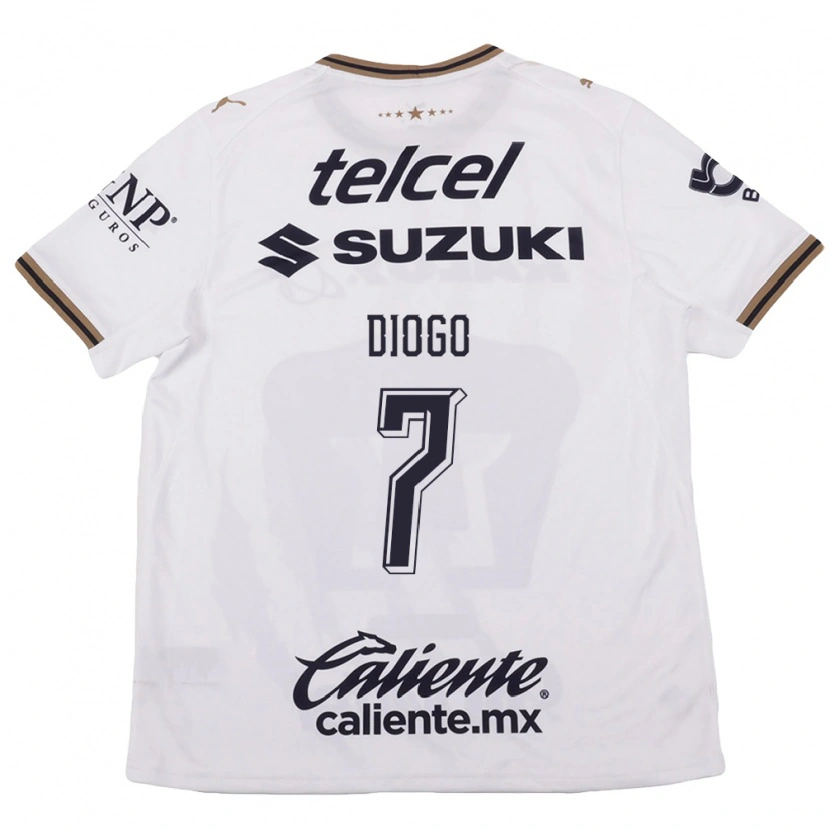 Danxen Bambino Maglia Diogo #7 Bianco Nero Marrone Kit Gara Away 2026/27 Maglietta