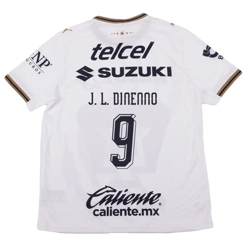 Danxen Bambino Maglia Juan Dinenno #9 Bianco Nero Marrone Kit Gara Away 2026/27 Maglietta