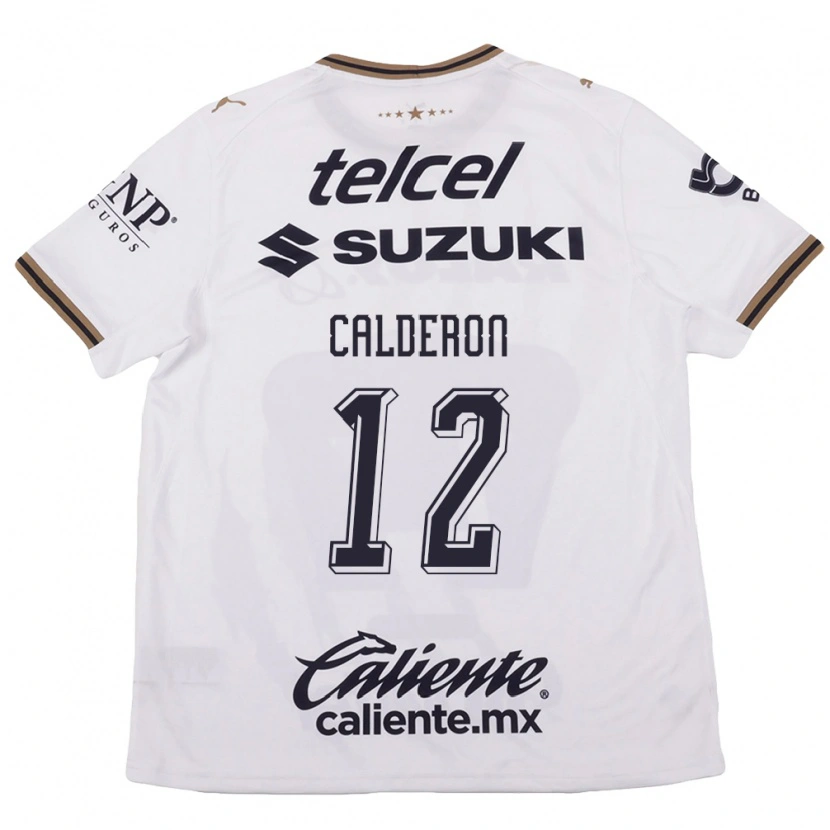 Danxen Bambino Maglia Cristian Calderón #12 Bianco Nero Marrone Kit Gara Away 2026/27 Maglietta