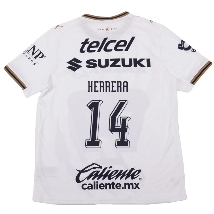 Danxen Bambino Maglia Luciano Herrera #14 Bianco Nero Marrone Kit Gara Away 2026/27 Maglietta