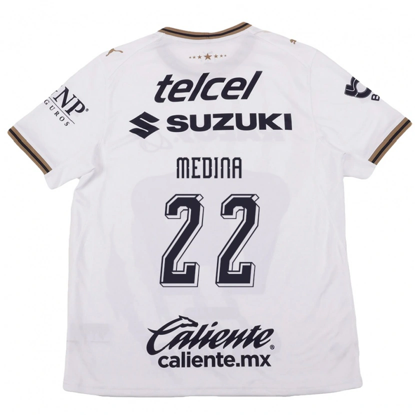 Danxen Bambino Maglia Alan Medina #22 Bianco Nero Marrone Kit Gara Away 2026/27 Maglietta