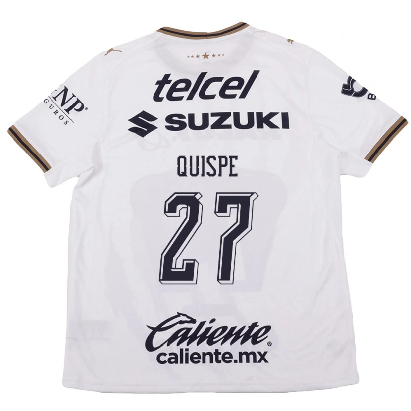 Danxen Bambino Maglia Piero Quispe #27 Bianco Nero Marrone Kit Gara Away 2026/27 Maglietta