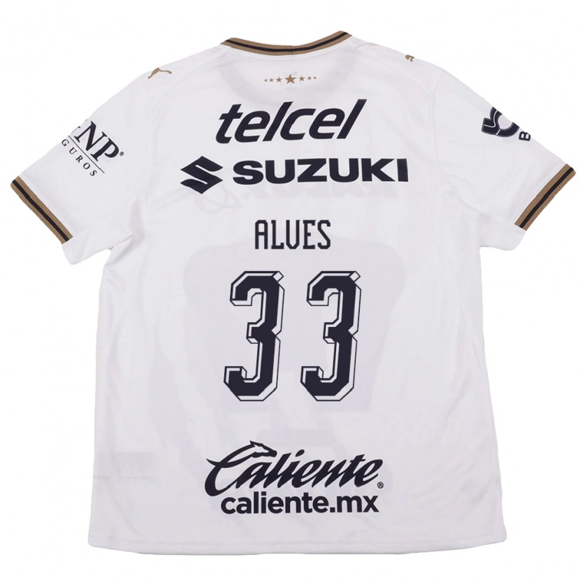 Danxen Bambino Maglia Dani Alves #33 Bianco Nero Marrone Kit Gara Away 2026/27 Maglietta