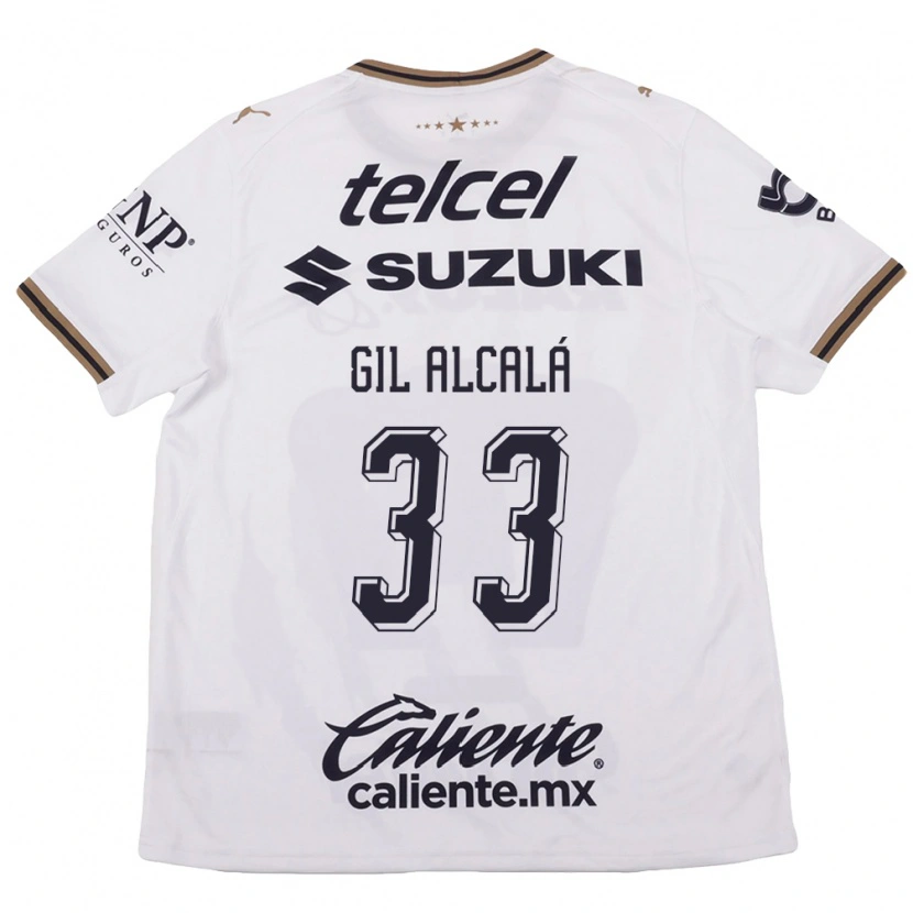 Danxen Bambino Maglia Gil Alcala #33 Bianco Nero Marrone Kit Gara Away 2026/27 Maglietta