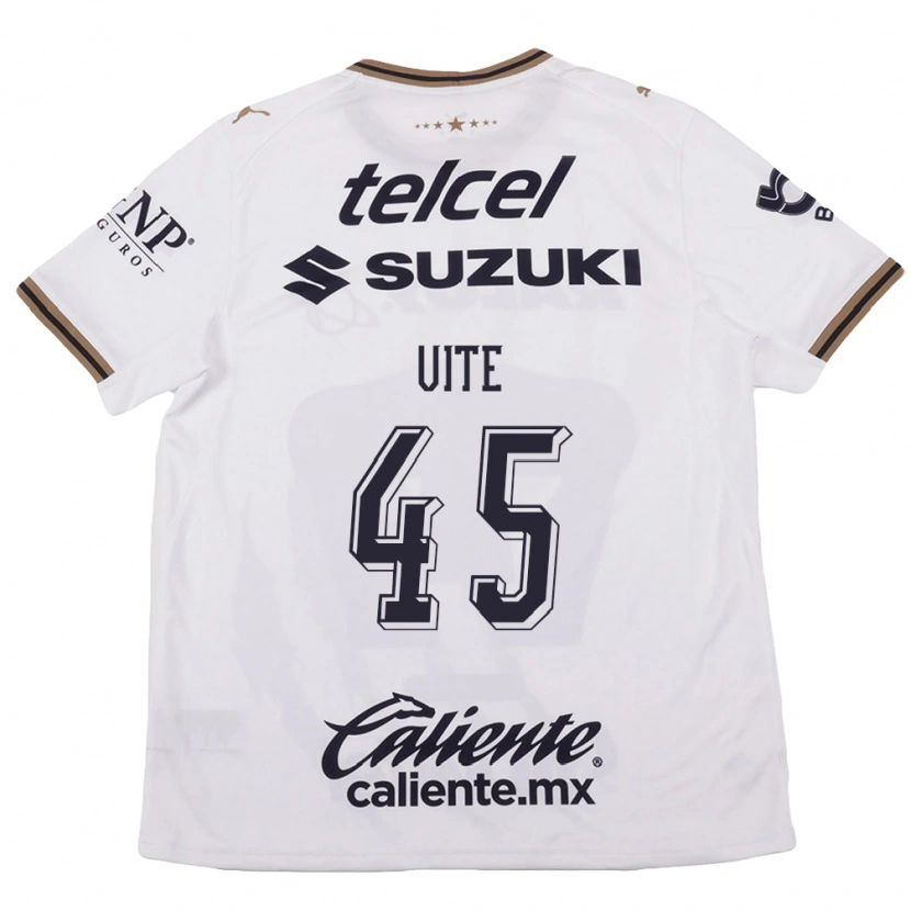 Danxen Bambino Maglia Pedro Vite #45 Bianco Nero Marrone Kit Gara Away 2026/27 Maglietta