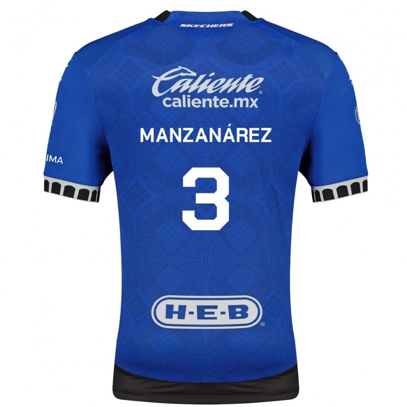 Danxen Bambino Maglia Óscar Manzanárez #3 Blu Reale Bianco Nero Kit Gara Away 2026/27 Maglietta