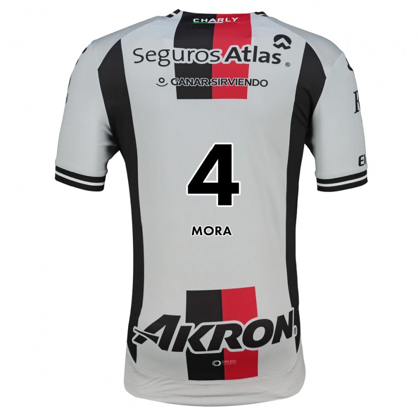 Danxen Bambino Maglia Adrián Mora #4 Bianco Rosso Nero Kit Gara Away 2026/27 Maglietta