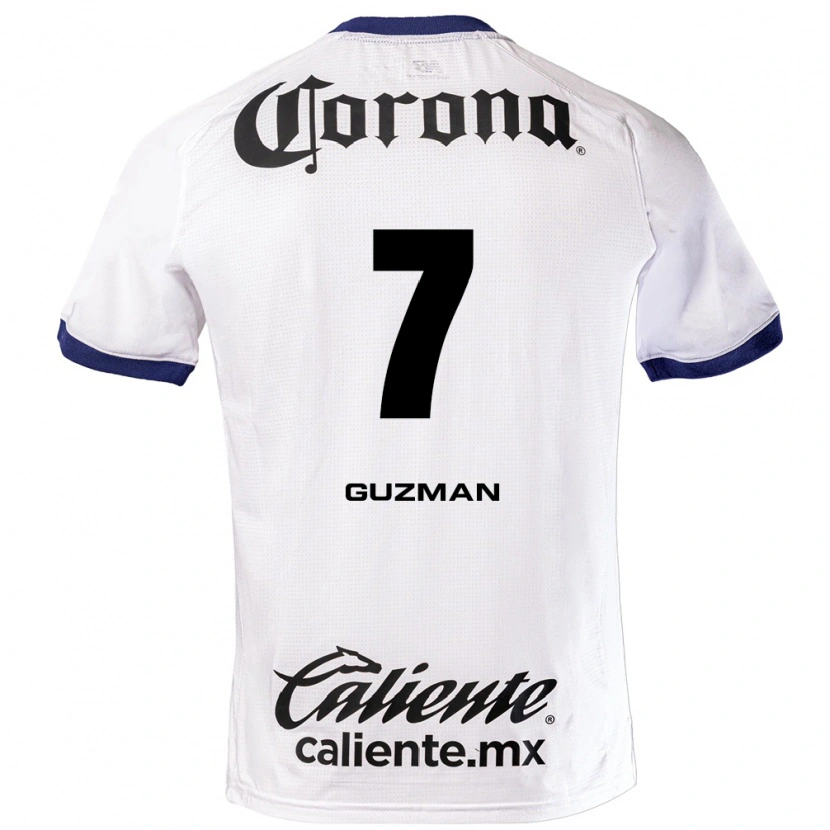 Danxen Bambino Maglia Víctor Guzmán #7 Bianco Blu Nero Kit Gara Away 2026/27 Maglietta