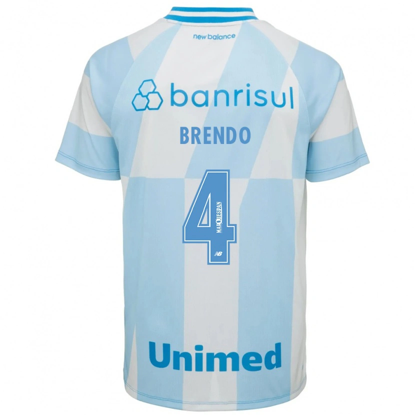 Danxen Bambino Maglia David Brendo #4 Azzurro Chiaro Bianco Kit Gara Away 2026/27 Maglietta