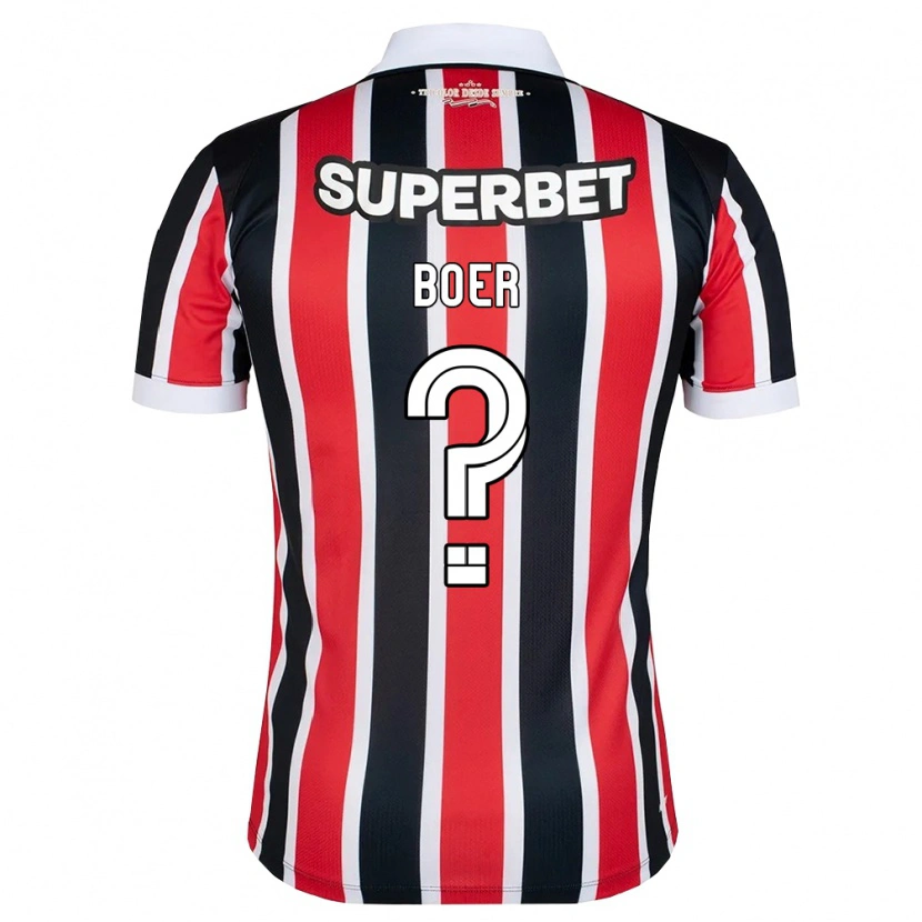 Danxen Bambino Maglia Enzo Boer #0 Rosso Bianco Nero Kit Gara Away 2026/27 Maglietta