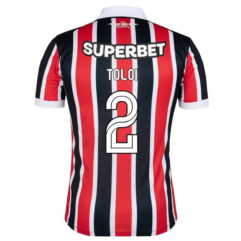 Danxen Bambino Maglia Rafael Tolói #2 Rosso Bianco Nero Kit Gara Away 2026/27 Maglietta
