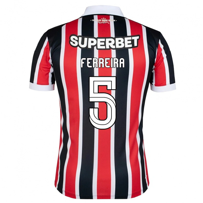 Danxen Bambino Maglia Matheus Ferreira #5 Rosso Bianco Nero Kit Gara Away 2026/27 Maglietta