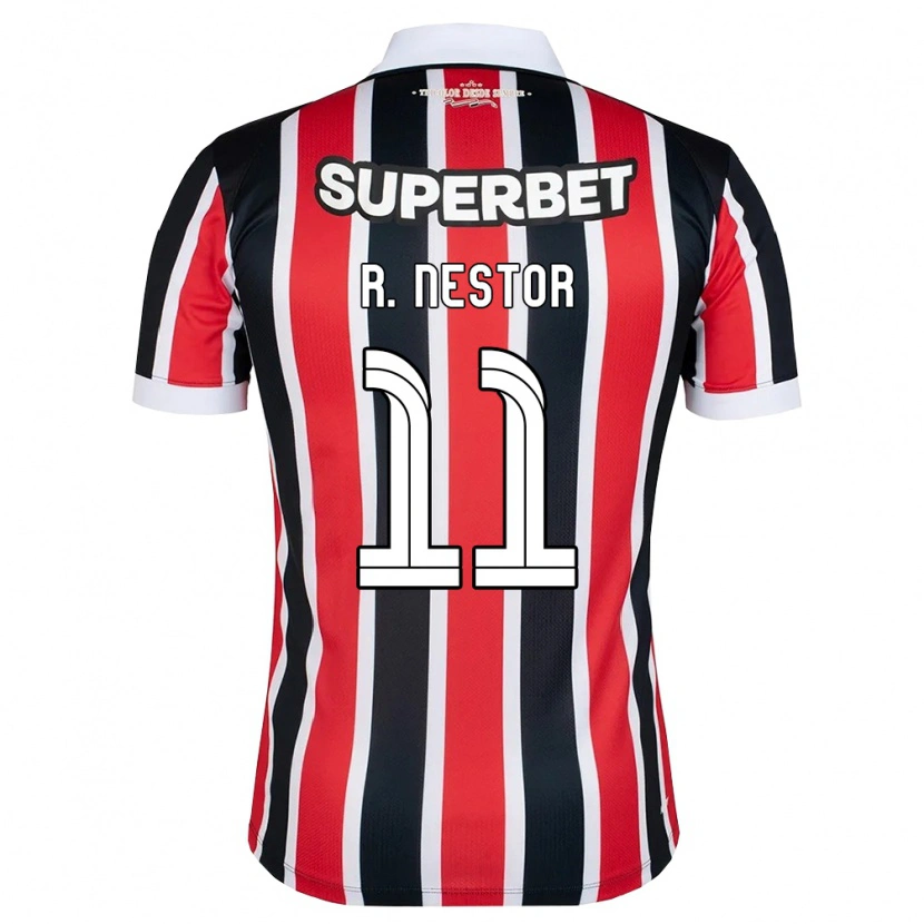 Danxen Bambino Maglia Rodrigo Nestor #11 Rosso Bianco Nero Kit Gara Away 2026/27 Maglietta