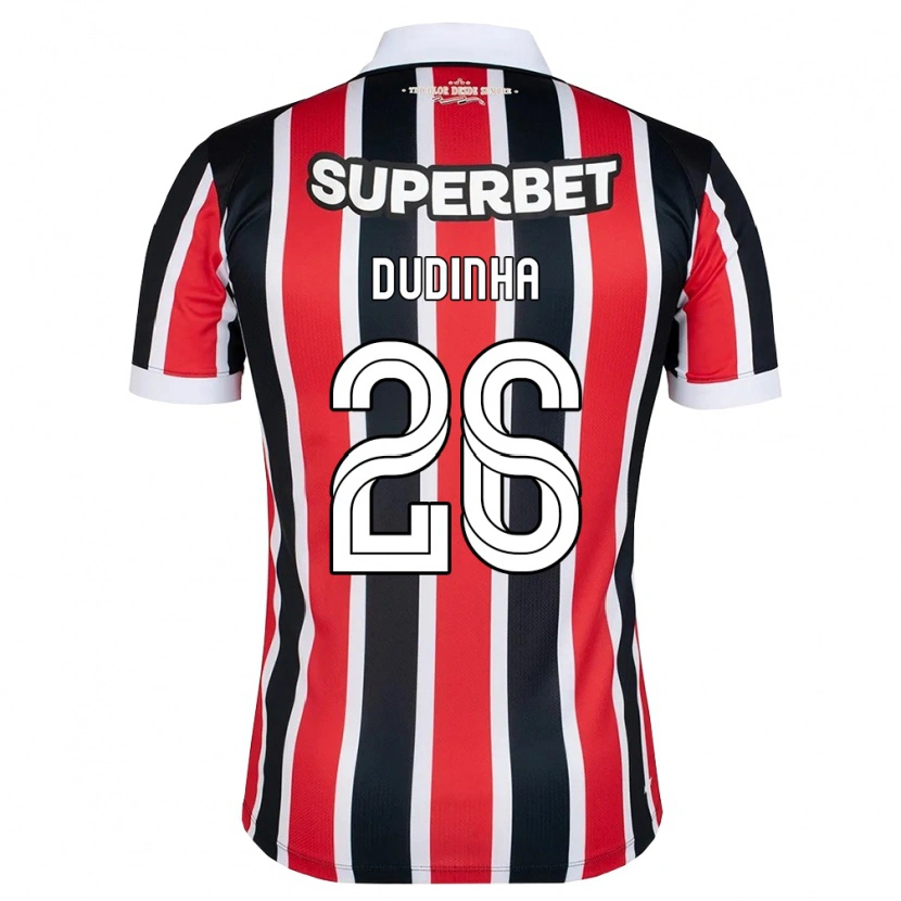 Danxen Bambino Maglia Dudinha #26 Rosso Bianco Nero Kit Gara Away 2026/27 Maglietta