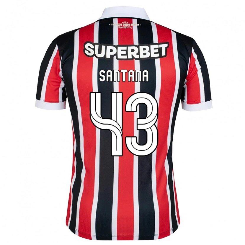 Danxen Bambino Maglia Gustavo Santana #43 Rosso Bianco Nero Kit Gara Away 2026/27 Maglietta