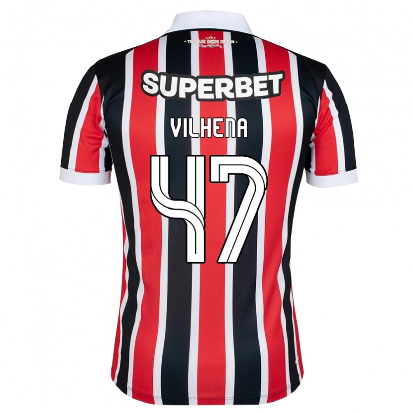 Danxen Bambino Maglia Pedro Vilhena #47 Rosso Bianco Nero Kit Gara Away 2026/27 Maglietta