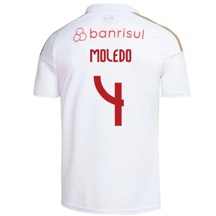 Danxen Bambino Maglia Rodrigo Moledo #4 Bianco Rosso Kit Gara Away 2026/27 Maglietta