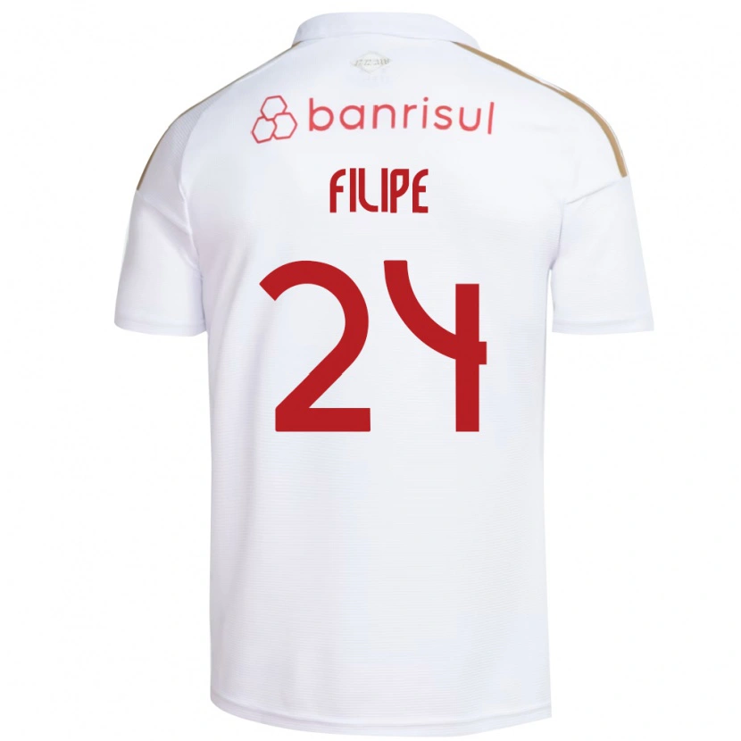 Danxen Bambino Maglia Filipe Sírio #24 Bianco Rosso Kit Gara Away 2026/27 Maglietta