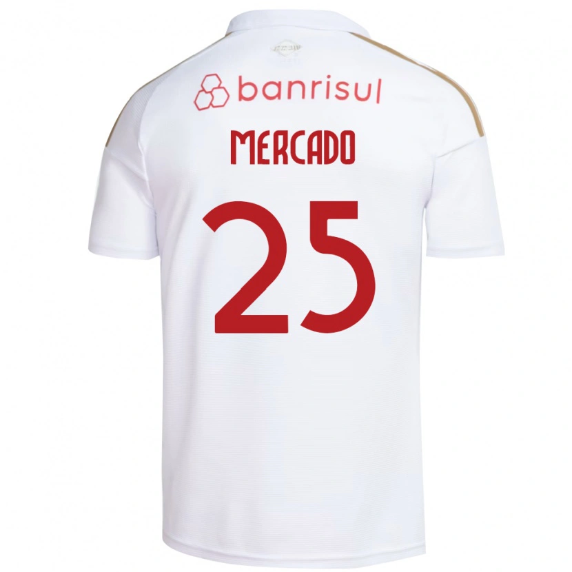 Danxen Bambino Maglia Gabriel Mercado #25 Bianco Rosso Kit Gara Away 2026/27 Maglietta