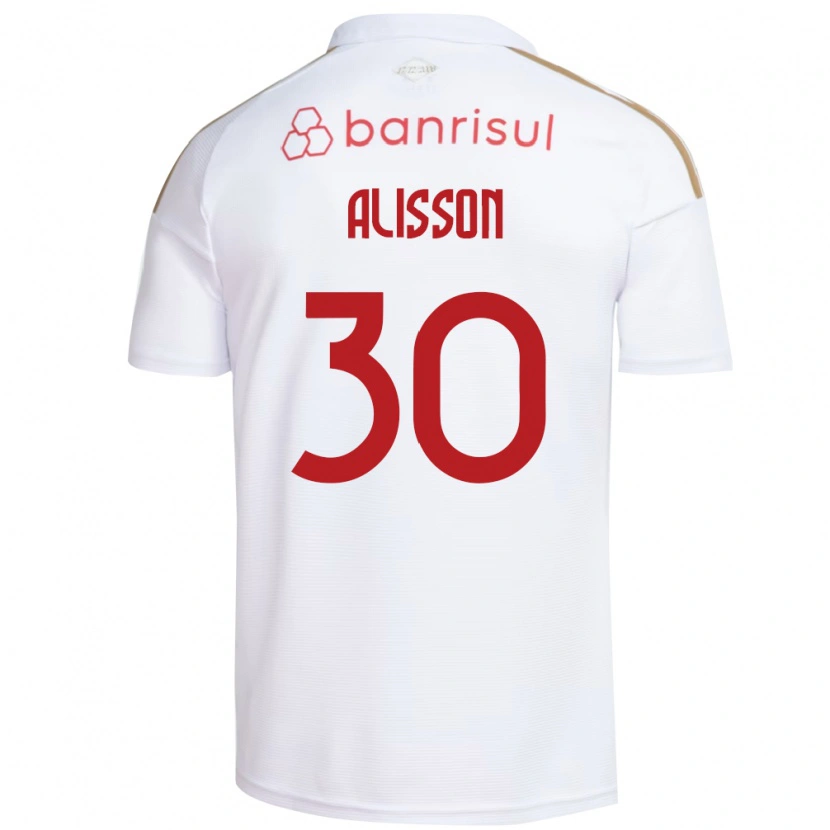 Danxen Bambino Maglia Alisson Rodrigues De Melo #30 Bianco Rosso Kit Gara Away 2026/27 Maglietta