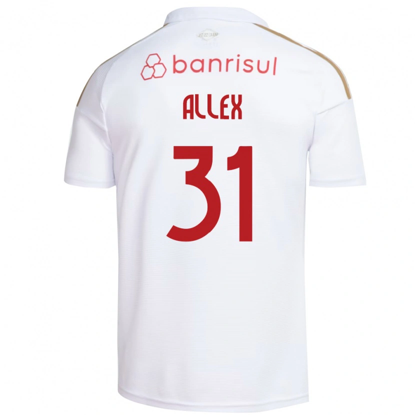 Danxen Bambino Maglia Allex Rodrigues Pereira Da Silva #31 Bianco Rosso Kit Gara Away 2026/27 Maglietta