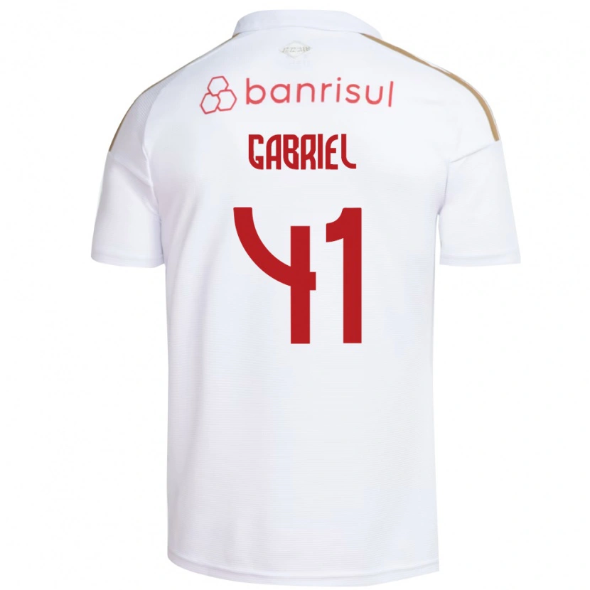 Danxen Bambino Maglia Victor Gabriel #41 Bianco Rosso Kit Gara Away 2026/27 Maglietta