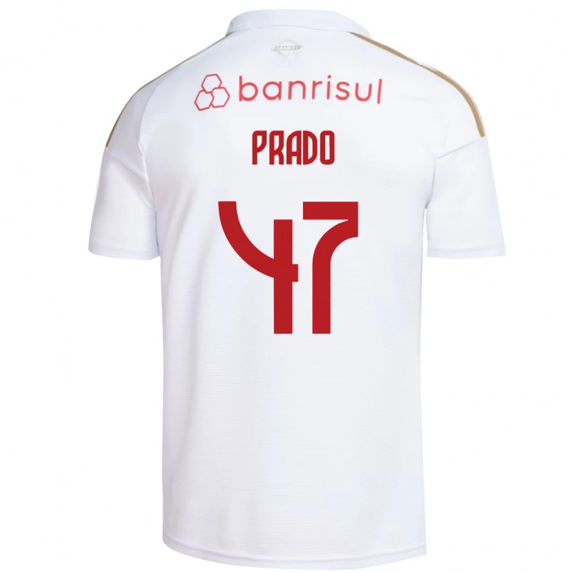 Danxen Bambino Maglia Gustavo Prado #47 Bianco Rosso Kit Gara Away 2026/27 Maglietta