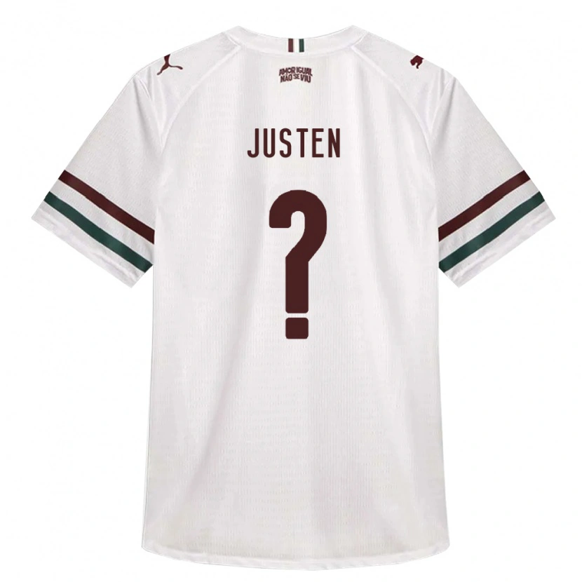 Danxen Bambino Maglia Justen #0 Bianco Verde Borgogna Kit Gara Away 2026/27 Maglietta
