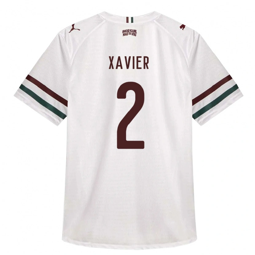 Danxen Bambino Maglia Samuel Xavier #2 Bianco Verde Borgogna Kit Gara Away 2026/27 Maglietta