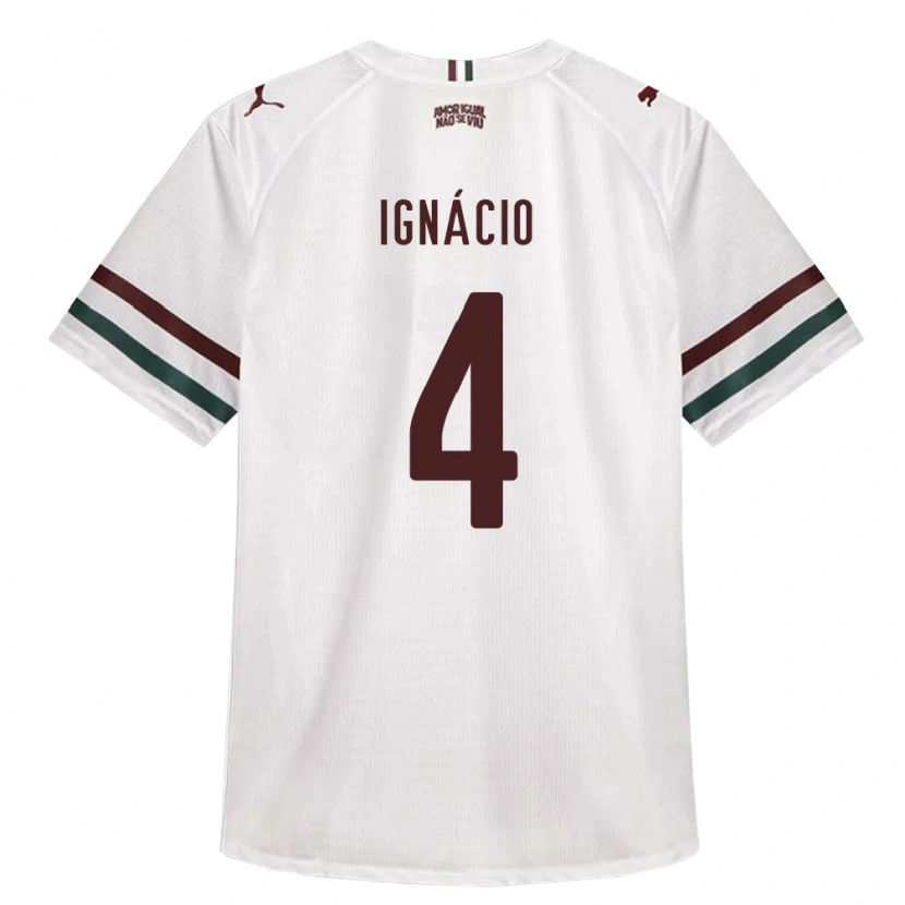 Danxen Bambino Maglia Ignácio Da Silva Oliveira #4 Bianco Verde Borgogna Kit Gara Away 2026/27 Maglietta
