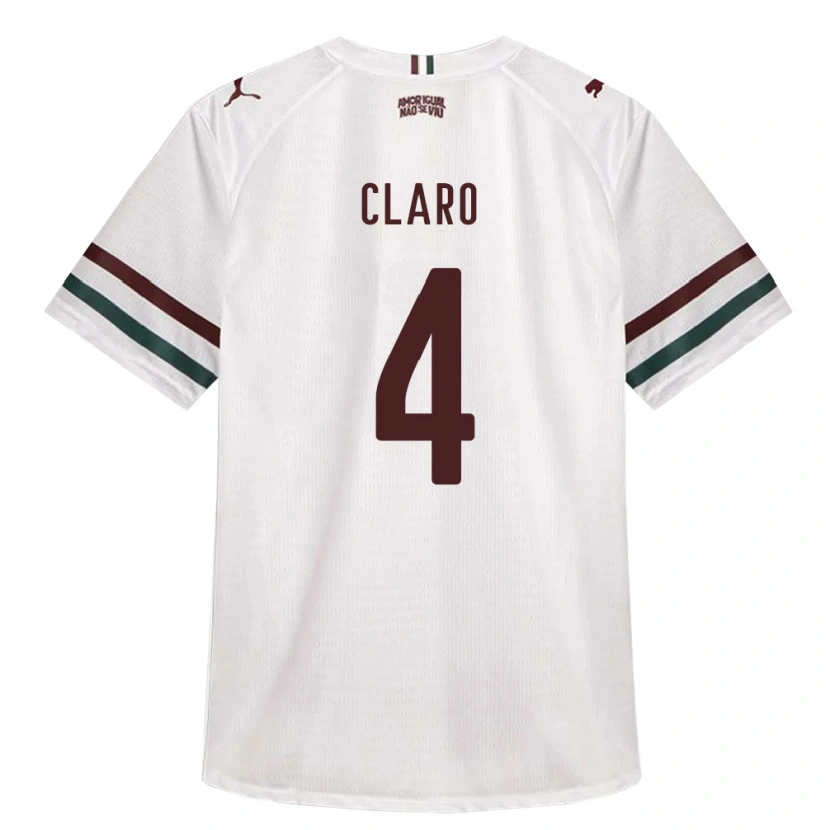 Danxen Bambino Maglia Luccas Claro #4 Bianco Verde Borgogna Kit Gara Away 2026/27 Maglietta