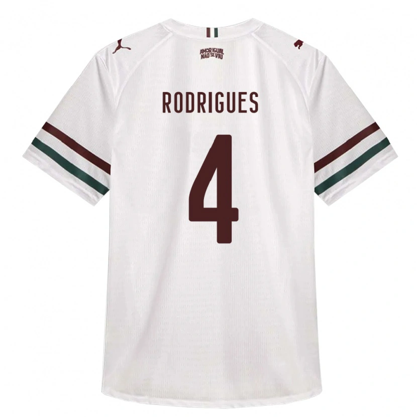 Danxen Bambino Maglia Nath Rodrigues #4 Bianco Verde Borgogna Kit Gara Away 2026/27 Maglietta
