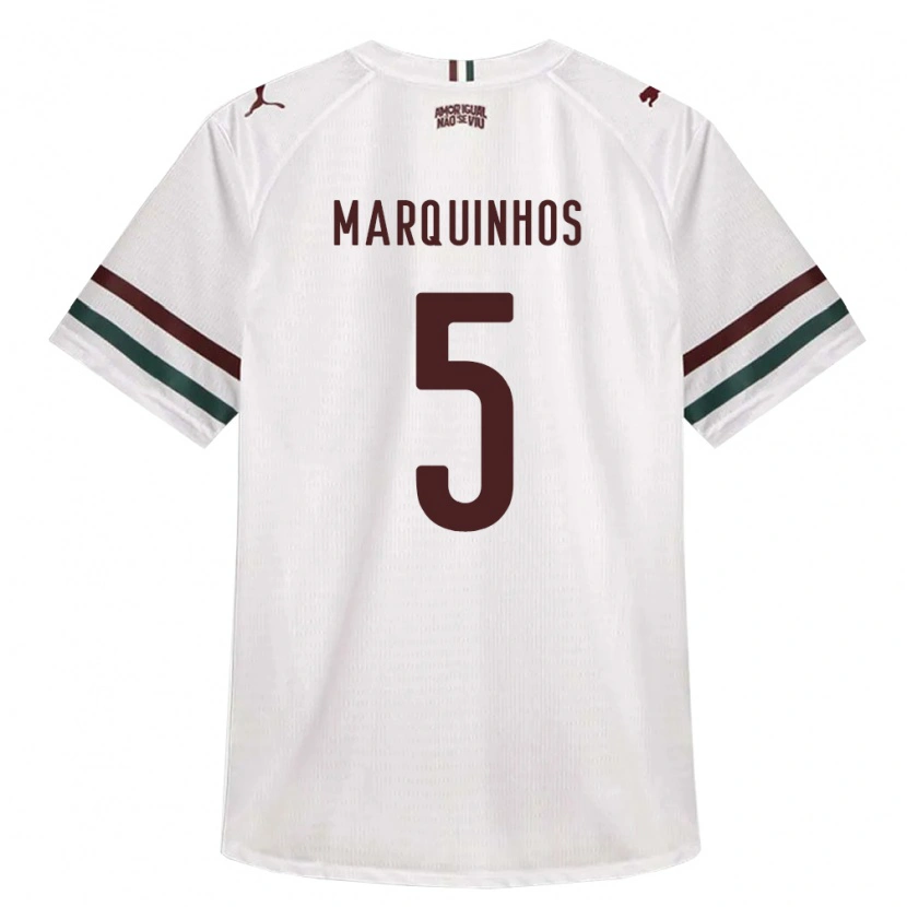 Danxen Bambino Maglia Marquinhos #5 Bianco Verde Borgogna Kit Gara Away 2026/27 Maglietta