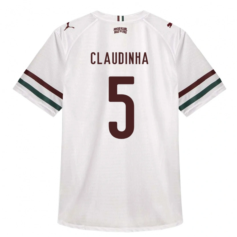 Danxen Bambino Maglia Claudinha #5 Bianco Verde Borgogna Kit Gara Away 2026/27 Maglietta