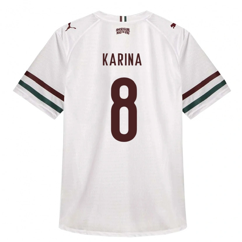 Danxen Bambino Maglia Karina #8 Bianco Verde Borgogna Kit Gara Away 2026/27 Maglietta