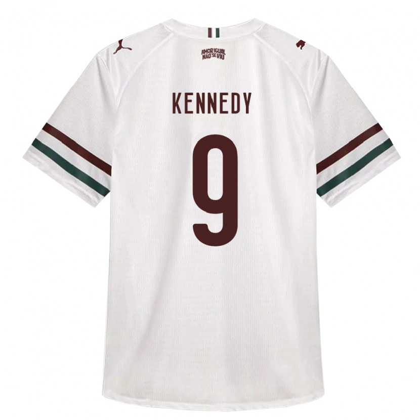 Danxen Bambino Maglia John Kennedy #9 Bianco Verde Borgogna Kit Gara Away 2026/27 Maglietta